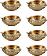 hashcart brass diyas set of 4 - puja items, pooja mandir oil lamp burner/holder, diwali decoration, wedding, home & office decor логотип