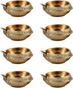 img 2 attached to Hashcart Brass Diyas Set of 4 - Puja Items, Pooja Mandir Oil Lamp Burner/Holder, Diwali Decoration, Wedding, Home & Office Decor