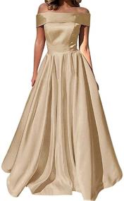 img 4 attached to 🥂 Champagne Evening Dresses for Women by YuNuo - Shoulder Style Clothing