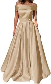 img 1 attached to 🥂 Champagne Evening Dresses for Women by YuNuo - Shoulder Style Clothing