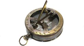 img 2 attached to 🧭 Vintage Brass Pocket Sundial Compass: Engravable Nautical Antique Style with Marine Finish