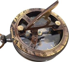 img 4 attached to 🧭 Vintage Brass Pocket Sundial Compass: Engravable Nautical Antique Style with Marine Finish