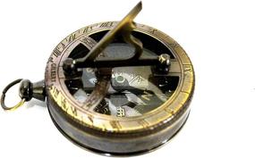 img 3 attached to 🧭 Vintage Brass Pocket Sundial Compass: Engravable Nautical Antique Style with Marine Finish