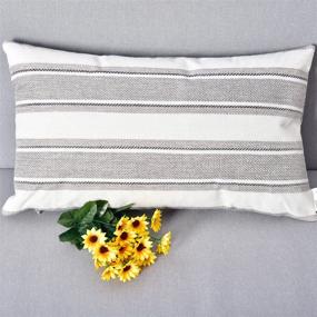 img 3 attached to 🛋️ NATUS WEAVER 2-Piece Multi-Color Stripe Linen Pillow Cases - Soft Square Decorative Throw Cushion Covers with Hidden Zipper for Sofa - 12" x 20