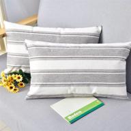 🛋️ natus weaver 2-piece multi-color stripe linen pillow cases - soft square decorative throw cushion covers with hidden zipper for sofa - 12" x 20 logo