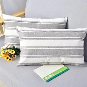 img 4 attached to 🛋️ NATUS WEAVER 2-Piece Multi-Color Stripe Linen Pillow Cases - Soft Square Decorative Throw Cushion Covers with Hidden Zipper for Sofa - 12" x 20