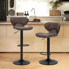 img 4 attached to Sophia & William Bar Stools Set: Adjustable Swivel Barstools with Back, PU Leather Dining Chairs for Kitchen Pub - Brown, Counter Height, 350lbs