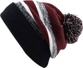 img 3 attached to 🎩 The Hat Depot Striped Winter Beanie with Soft Cuff, Pom Pom and Skull Slouch - Knit Ski Hat