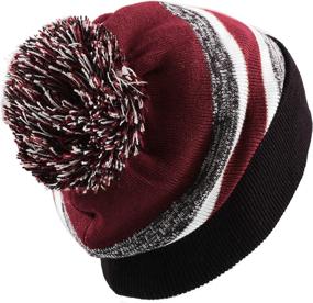 img 2 attached to 🎩 The Hat Depot Striped Winter Beanie with Soft Cuff, Pom Pom and Skull Slouch - Knit Ski Hat