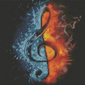 img 4 attached to 🎵 Genius Maker Full Range Ice and Fire Embroidery Starter Kits: Stamped Cross Stitch DIY Kit - Note Music (11CT 14.2×14.2Inch)