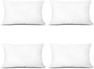 💤 edow set of 4 lightweight down alternative throw pillow inserts - machine washable, couch cushion, sham stuffer - white, 12x20 логотип