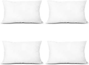 img 4 attached to 💤 EDOW Set of 4 Lightweight Down Alternative Throw Pillow Inserts - Machine Washable, Couch Cushion, Sham Stuffer - White, 12x20