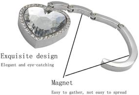 img 2 attached to 💎 Sparkling Red Heart Crystal Rhinestone Handbag Hanger: Foldable Table Hook for Fashionable Convenience
