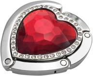 💎 sparkling red heart crystal rhinestone handbag hanger: foldable table hook for fashionable convenience logo