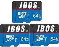 💽 3-pack of jbos 64gb micro sdxc cards - high speed uhs-i memory cards, c10 u3, compatible with smartphone, bluetooth speaker, tablet, pc, drone, camera logo