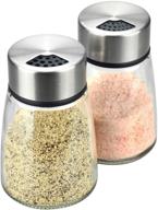 premium stainless steel and glass salt and pepper shakers - adjustable pour holes - set of 2 - elegant spice dispenser set for your delicious meals logo