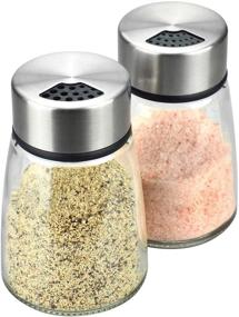 img 4 attached to Premium Stainless Steel and Glass Salt and Pepper Shakers - Adjustable Pour Holes - Set of 2 - Elegant Spice Dispenser Set for Your Delicious Meals