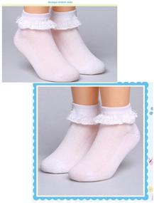 img 2 attached to Lace Ruffle Cotton Socks for Baby Girls in White (0m-10y)