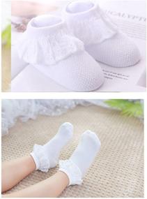 img 1 attached to Lace Ruffle Cotton Socks for Baby Girls in White (0m-10y)