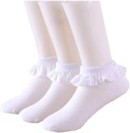 lace ruffle cotton socks for baby girls in white (0m-10y) logo