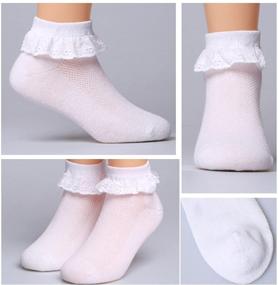 img 3 attached to Lace Ruffle Cotton Socks for Baby Girls in White (0m-10y)