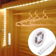 🚪 convenient motion sensor wardrobe light: 1m led strip closet lights with pir auto on/off, battery powered warm white for bedside, bathroom, closet, cabinet, kitchen, stairs логотип