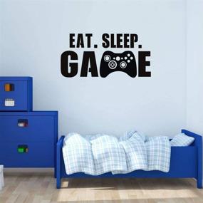 img 2 attached to Eat Sleep Game Wall Decal, Video Gamer Boy Wall Sticker, Vinyl Game Décor Wall Stickers Art Design for Home Playroom Bedroom Game Boys Room (Black, 27.5''L x 14''H)