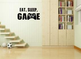 img 1 attached to Eat Sleep Game Wall Decal, Video Gamer Boy Wall Sticker, Vinyl Game Décor Wall Stickers Art Design for Home Playroom Bedroom Game Boys Room (Black, 27.5''L x 14''H)