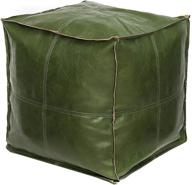 🪑 louis donné unstuffed pouffe ottoman: turquoise moroccan leather cover for living room, bedroom, balcony, office or outdoor spaces - 45"x45"x45 logo