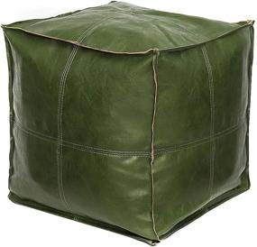 img 4 attached to 🪑 Louis Donné Unstuffed Pouffe Ottoman: Turquoise Moroccan Leather Cover for Living Room, Bedroom, Balcony, Office or Outdoor Spaces - 45"x45"x45