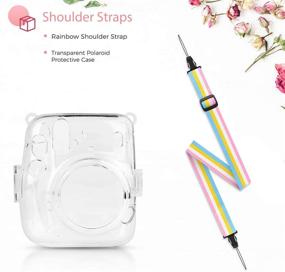 img 1 attached to CELION Clear Mini Camera Case For Fujifilm Instax Mini 11 Instant Film Camera - Equipped With Rainbow Shoulder Strap (Clear Rainbow)