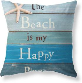 img 3 attached to 🌊 Coastal Beach Navy Blue Green Throw Pillow Cases Set of 4 - Outdoor Couch Decorative Throw Pillow Covers for Sofa Bed Car Patio Home Decor, 18x18 inch, Ocean Theme