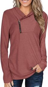 img 4 attached to Cyanstyle Women's Long Sleeve Zipper Cowl Neck Pullover - Solid Sporty Sweatshirts