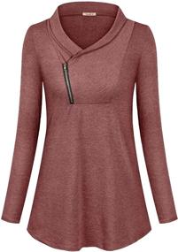 img 3 attached to Cyanstyle Women's Long Sleeve Zipper Cowl Neck Pullover - Solid Sporty Sweatshirts