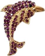 stunning navachi 18k gold plated multi-color crystal fish porpoise dolphin brooch pin - a captivating statement piece logo