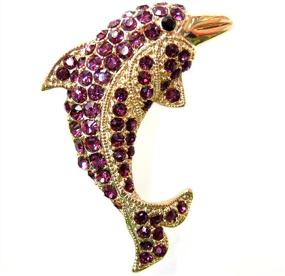 img 1 attached to Stunning Navachi 18k Gold Plated Multi-Color Crystal Fish Porpoise Dolphin Brooch Pin - A Captivating Statement Piece