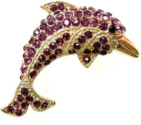 img 2 attached to Stunning Navachi 18k Gold Plated Multi-Color Crystal Fish Porpoise Dolphin Brooch Pin - A Captivating Statement Piece