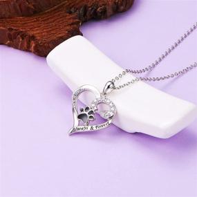 img 1 attached to 🐾 S925 Sterling Silver Paw Print Heart Pendant Necklace for Pet Lovers - 18 inches