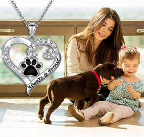 img 2 attached to 🐾 S925 Sterling Silver Paw Print Heart Pendant Necklace for Pet Lovers - 18 inches
