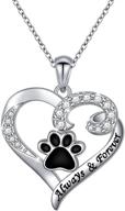 🐾 s925 sterling silver paw print heart pendant necklace for pet lovers - 18 inches logo