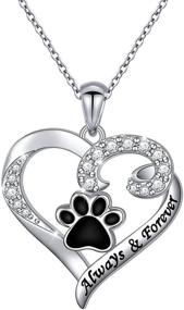 img 4 attached to 🐾 S925 Sterling Silver Paw Print Heart Pendant Necklace for Pet Lovers - 18 inches