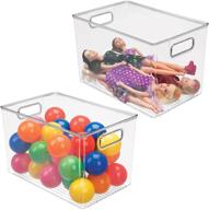 📦 mdesign deep plastic home storage organizer bin for cube furniture shelving - 2 pack (clear) logo