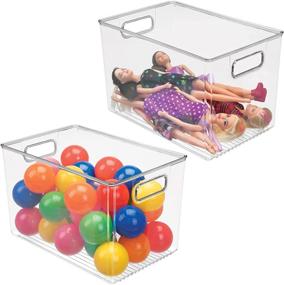 img 4 attached to 📦 mDesign Deep Plastic Home Storage Organizer Bin for Cube Furniture Shelving - 2 Pack (Clear)