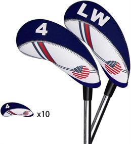 img 2 attached to 🏌️ Enhance Your Golf Clubs' Style and Protection with BIG TEETH 10Pcs Neoprene USA Flag Golf Iron Head Covers