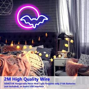 img 2 attached to 🌙 Vibrant Neon Signs: Moon and Bat LED Lights for Wall Decor - USB/Battery Powered Neon Light Sign for Bedroom, Living Room, Bar - Perfect Gift for Kids, Parties, Christmas, Halloween