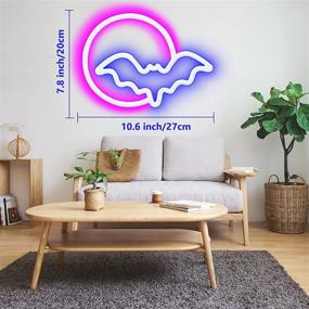 img 1 attached to 🌙 Vibrant Neon Signs: Moon and Bat LED Lights for Wall Decor - USB/Battery Powered Neon Light Sign for Bedroom, Living Room, Bar - Perfect Gift for Kids, Parties, Christmas, Halloween