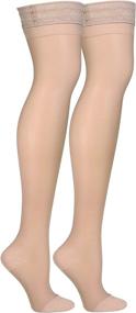 img 2 attached to 🧦 Truform Sheer Compression Stockings: Women's Thigh High, 15-20 mmHg, 20 Denier, Nude, Large - Enhance Leg Health and Style