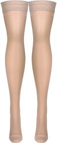 img 1 attached to 🧦 Truform Sheer Compression Stockings: Women's Thigh High, 15-20 mmHg, 20 Denier, Nude, Large - Enhance Leg Health and Style