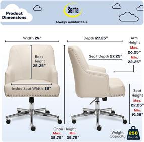 img 2 attached to 🪑 Serta Style Leighton Sweet Cream Bonded Leather Home Office Chair
