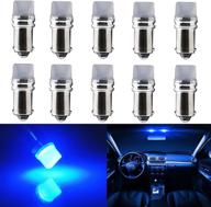 everbright ba9s led bulb 53 57 t4w 64111 1895 ba9 bayonet led interior light for car map dome license plate width lamp 2835 3smd 12v blue (pack of 10) logo